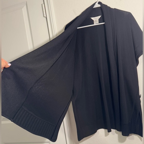 Exclusively Misook Black Open Front Acrylic Cardigan Womens Size Medium - Picture 7 of 10